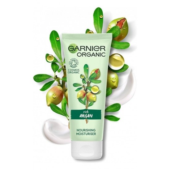 SkinActive Garnier Organic Argan Moisturiser Day Cream for Dry and Sensitive Skin, Aloe Vera,s 50 ml