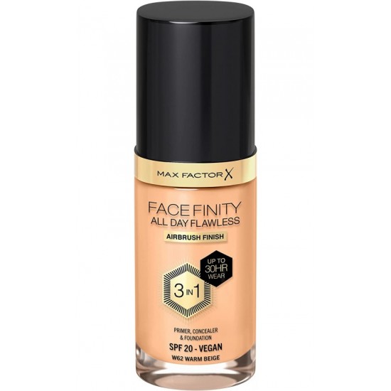 Max Factor Facefinity 3-in-1 All Day Flawless Liquid Foundation 30ml - Warm Beige W62