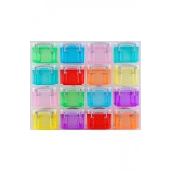 Really Useful Box Organiser, 16 x 0.3 Litre Storage Boxes in a Clear Plastic Organiser and Assorted Coloured Boxes