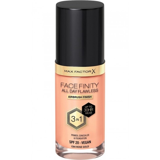 Max Factor Facefinity 3-in-1 All Day Flawless Liquid Foundation - 65 Rose Gold