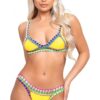 kianda Playa Reversible Bikini Set | Triangle Elasticated top & Brazilian Bottom Lilac/yellow Size Medium