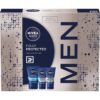 NIVEA MEN Fully Protected Gift Set (3 Products), Men's Skincare Gift Set with Face Wash, Exfoliating Scrub, and Moisturiser, Perfect as Christmas or Birthday Gift for Him